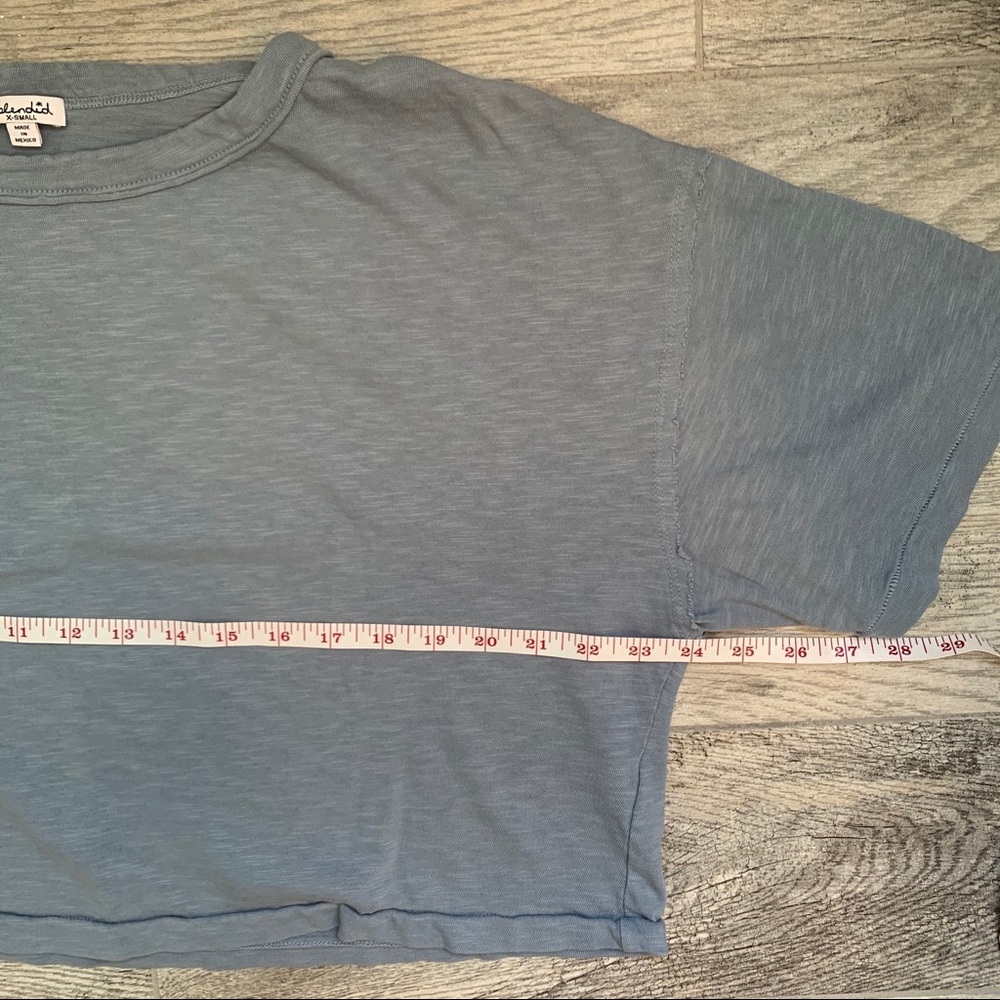 Splendid Oversized Crew Neck Crop Top Blue Sz XS - Picture 7 of 7